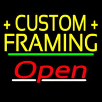 Yellow Custom Framing Open 3 Neonskylt