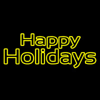 Yellow Double Stroke Happy Holidays Neonskylt