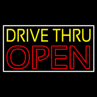 Yellow Drive Thru Open Red Neonskylt