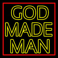 Yellow God Made Man Neonskylt