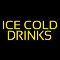 Yellow Ice Cold Drinks Neonskylt