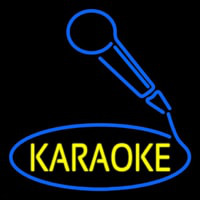 Yellow Karaoke With Mike Logo Neonskylt