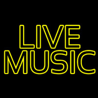 Yellow Live Music Block Neonskylt
