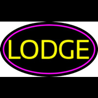 Yellow Lodge With Pink Border Neonskylt