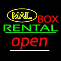 Yellow Mail Block Bo  Rental Open 2 Neonskylt