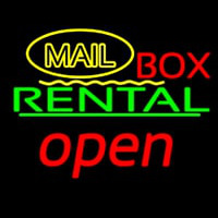 Yellow Mail Block Bo  Rental Open 3 Neonskylt