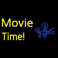 Yellow Movie Time With Logo Neonskylt