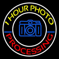 Yellow One Hour Photo Processing Neonskylt