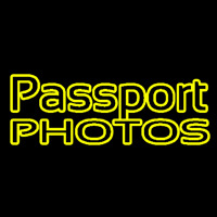 Yellow Passport Photos Block Neonskylt