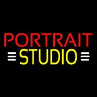 Yellow Portrait Studio With White Line Neonskylt