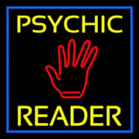Yellow Psychic Reader Blue Border Neonskylt