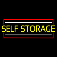 Yellow Self Storage Block With White Line Neonskylt