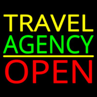 Yellow Travel Green Agency Open Neonskylt
