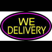 Yellow We Deliver Oval With Pink Border Neonskylt