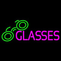 Pink Glasses Green Logo Neonskylt