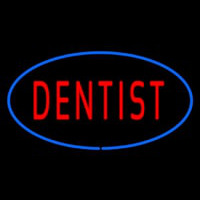 Red Dentist Oval Blue Border Neonskylt