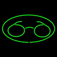 Glasses Logo Oval Green Neonskylt