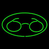 Glasses Logo Oval Green Neonskylt