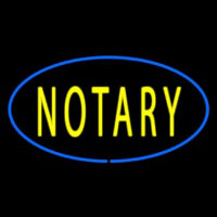 Yellow Notary Oval Blue Border Neonskylt