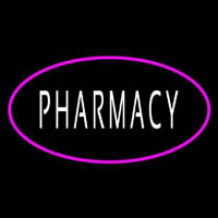 White Pharmacy Pink Oval Border Neonskylt