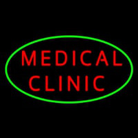 Red Medical Clinic Oval Green Neonskylt