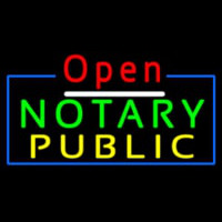 Red Open Notary Public Blue Border Neonskylt