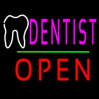 Dentist Logo Block Open Green Line Neonskylt