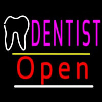 Dentist Logo Open Yellow Line Neonskylt