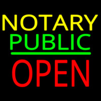 Notary Public Block Open Green Line Neonskylt