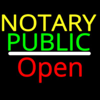 Notary Public Open White Line Neonskylt