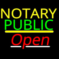 Notary Public Open Yellow Line Neonskylt