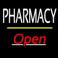 Pharmacy Open Yellow Line Neonskylt