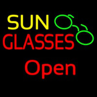 Yellow Sun Red Glasses Logo Open Neonskylt