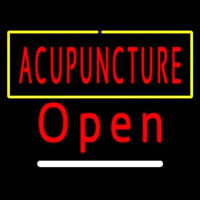 Red Acupuncture With Yellow Border Open Neonskylt