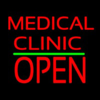 Medical Clinic Block Open Green Line Neonskylt