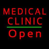Red Medical Clinic Open Green Line Neonskylt
