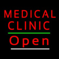 Red Medical Clinic Open Green White Line Neonskylt