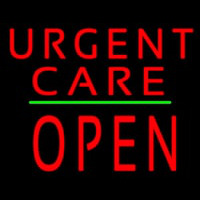 Urgent Care Block Open Green Line Neonskylt