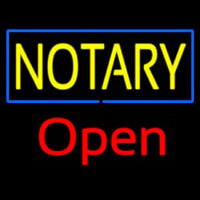 Yellow Notary Blue Border Open Neonskylt