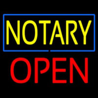 Yellow Notary Blue Border Block Open Neonskylt