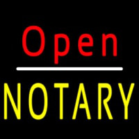 Red Open Yellow Notary Neonskylt