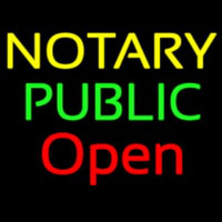Yellow Green Notary Public Red Open Neonskylt