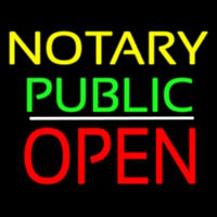 Yellow Green Notary Public White Line Block Open Neonskylt