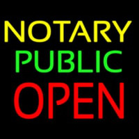 Yellow Notary Public Open Neonskylt