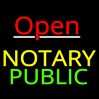 Red Open Notary Public Neonskylt
