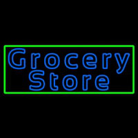 Blue Grocery Store With Green Border Neonskylt