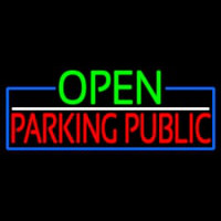 Open Parking Public With Blue Border Neonskylt