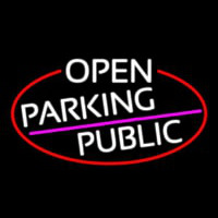 White Open Parking Public Oval With Red Border Neonskylt
