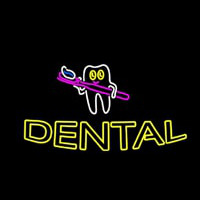 Dental With Tooth And Brush Logo Neonskylt