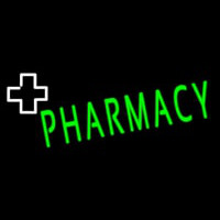 Green Pharmacy With Plus Logo Neonskylt